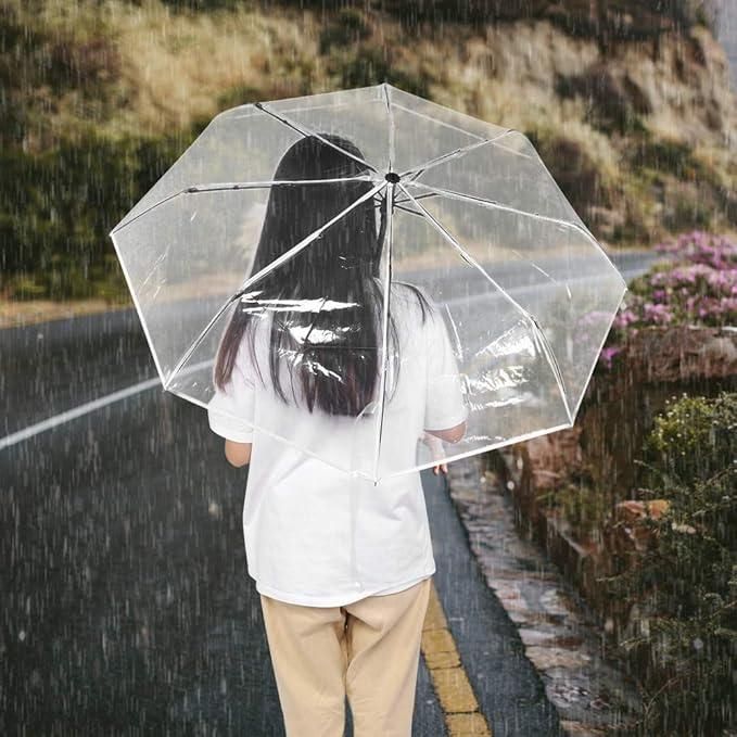 Clear Dome Transparent Umbrella - Windproof &amp; Stylish Rain Cover.