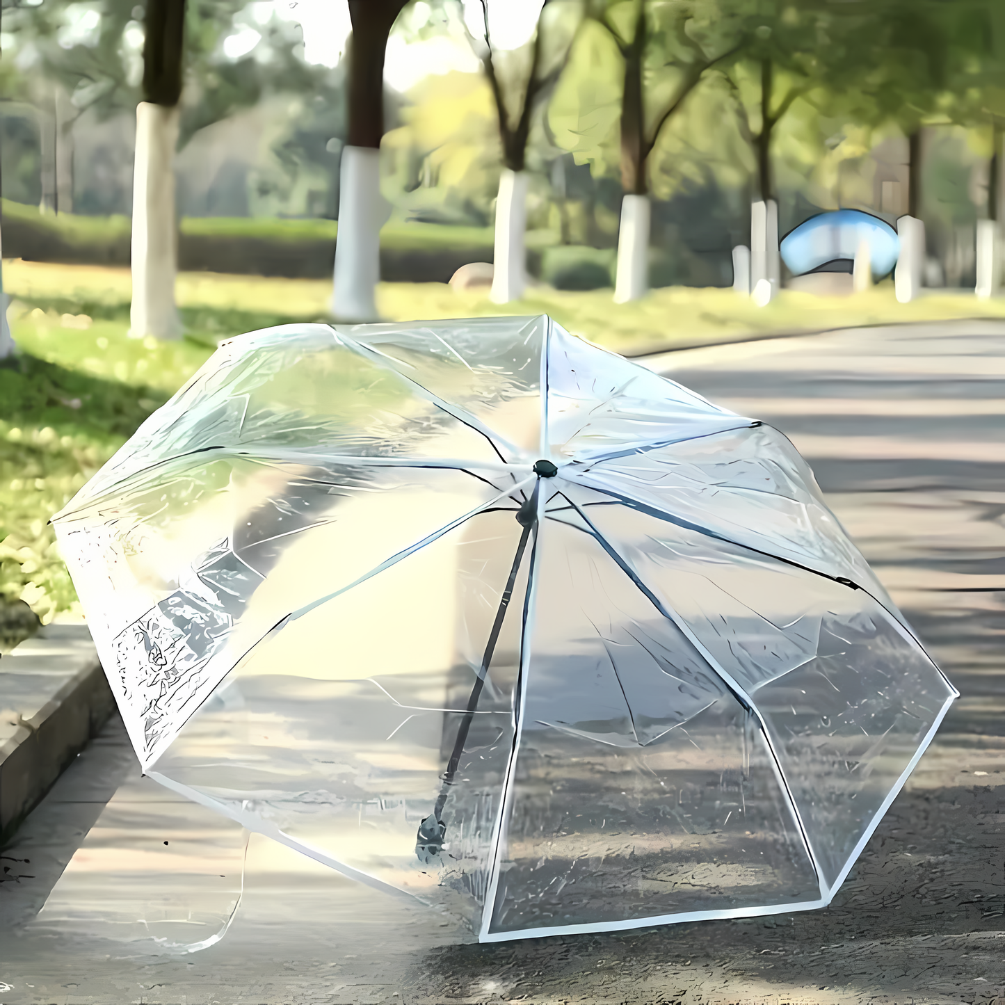 Clear Dome Transparent Umbrella - Windproof &amp; Stylish Rain Cover.
